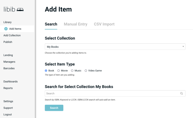 Screenshot of mixed types option when adding an item